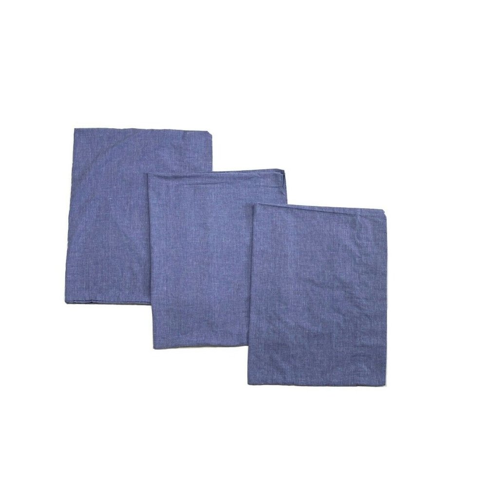 Vintage Set 3 Blue Lightweight Pillowcases Pajama Bedding Standard Percale Retro